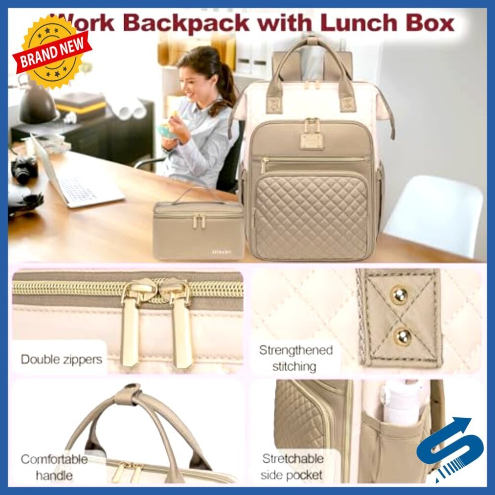 Insulated Laptop Backpack with Detachable Lunch Box Multi-Pocket Work Travel - Picture 4 of 6